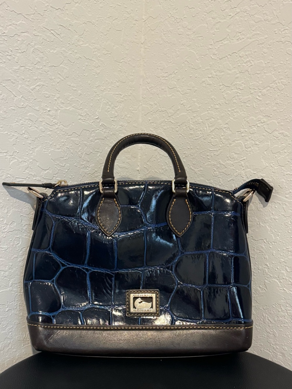 Dooney & Bourke Navy Croc-Embossed Handbag